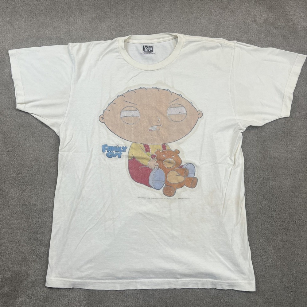 Family Guy Stewie Griffin Vintage Y2K Graphic T-Shirt White Large 20th Fox